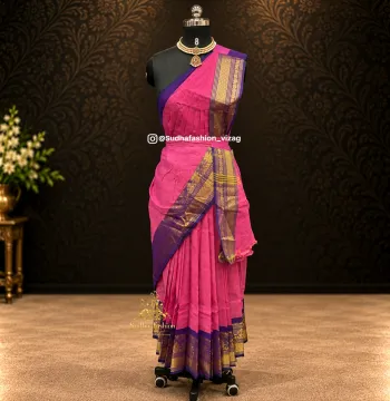 Stitched Four Piece Kanchi Cotton Practice Saree – Pink - Handloom