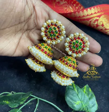 Kemp Multi Double Step Buttalu – Kuchipudi & Bharatanatyam Dance Earrings