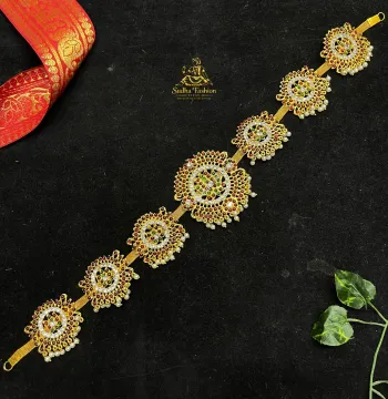 Lotus Bits Vadanam – Kuchipudi & Bharatanatyam Hip Belt | Gold Finish