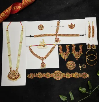 Kundan Dance Set – Complete 10-Piece Set for Kuchipudi & Bharatanatyam | Gold Finish