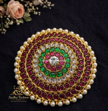 Multi Color Rakodi – Premium Copper Base Classical Dance Hair Ornament | Kundan & Pearl | Kuchipudi Bharatanatyam