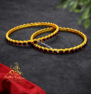 Single Line Kemp Bangles – Kuchipudi & Bharatanatyam Dance Bangles | Gold Finish with Kemp Stones