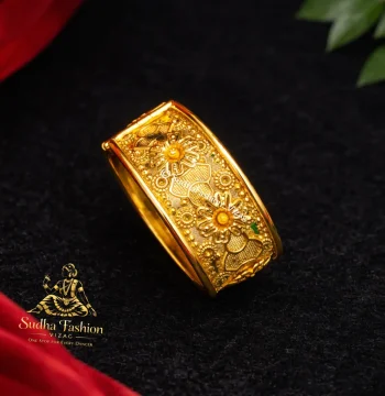 Broad Gold Bangle – Kuchipudi & Bharatanatyam Dance Bangle | Full Gold Finish