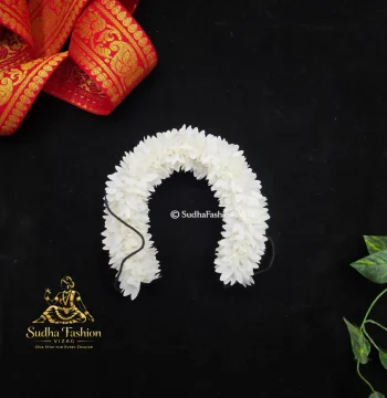 D Cut White Cloth Flowers – Classical Dance Hair Flowers | 12 Inch | Kuchipudi & Bharatanatyam