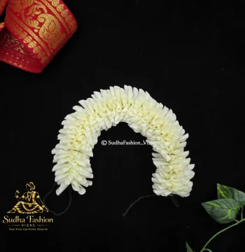 D Cut Cream Cloth Flowers – Classical Dance Hair Flowers | 12 Inch | Kuchipudi & Bharatanatyam