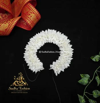 Laser Cut White Flowers – Classical Dance Hair Flowers | 16 Inch | Kuchipudi & Bharatanatyam