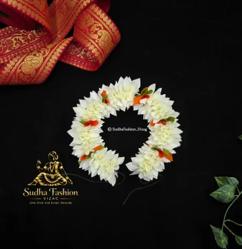 Laser Cut Multi Color Flowers – Classical Dance Hair Flowers | 16 Inch | Kuchipudi & Bharatanatyam