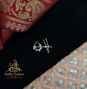 Multi Stone Small Nattu Bulak – Kuchipudi & Bharatanatyam Nose Ornament Set | Gold Finish