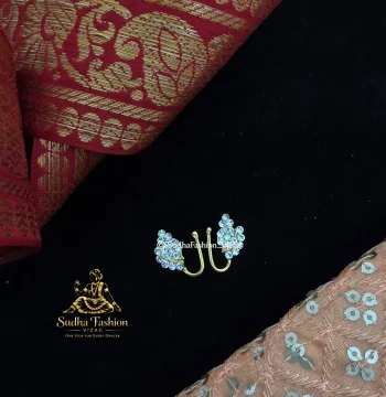 Full White Stone Mango Nattu Bulak – Kuchipudi & Bharatanatyam Nose Ornament Set | Gold Finish