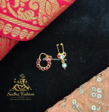 Kemp & White Stone Regular Nattu Bulak – Kuchipudi & Bharatanatyam Nose Ornament Set | Gold Finish