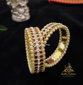 Elegant Kemp & White 3 Line Bangles – Copper Kemp Jewelry | Kuchipudi & Bharatanatyam Bangles | Original Copper Jewellery