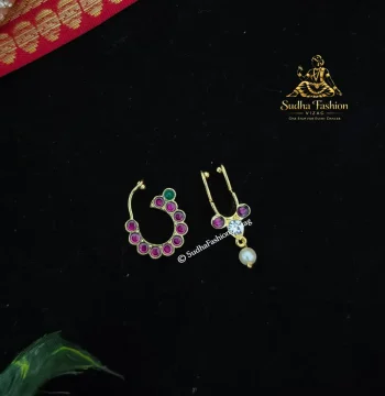 Delicate Kemp Nattu Bulak – Copper Kemp Jewelry | Kuchipudi & Bharatanatyam Nose Ornament | Original Copper Jewellery