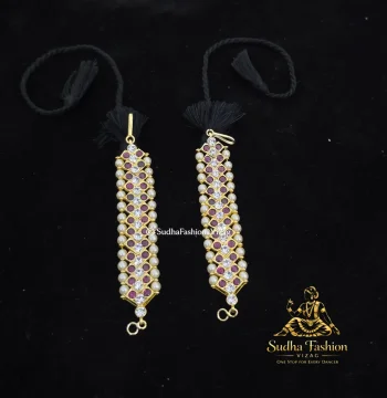 Charming Kemp & White V Mattilu – Copper Kemp Jewelry | Kuchipudi & Bharatanatyam Ear Chain | Original Copper Jewellery