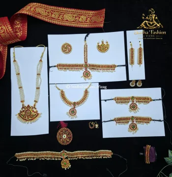 Kemp V Kids Dance Jewelry Set – Complete 10-Piece Set for Kuchipudi & Bharatanatyam | Gold Finish