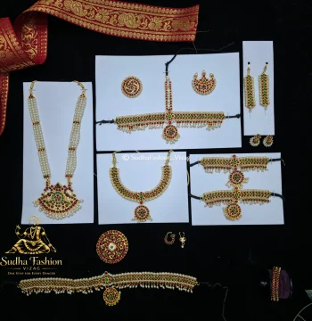 Kemp & Green V Kids Dance Jewelry Set – Complete 10-Piece Set for Kuchipudi & Bharatanatyam | Gold Finish