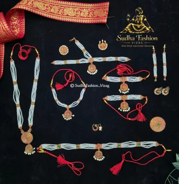 Pearl Kids Dance Jewelry Set – Complete 10-Piece Set for Kuchipudi & Bharatanatyam | Gold Finish