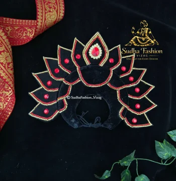 Red & White Stone Devi Bun – Classical Dance Hair Bun | Kuchipudi & Bharatanatyam