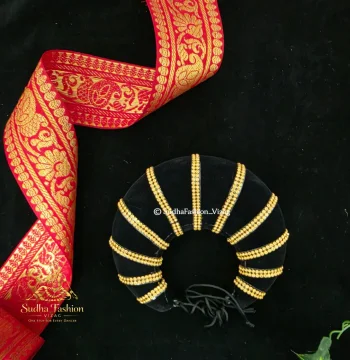 Gold Stone Bun – Classical Dance Hair Bun | Kuchipudi & Bharatanatyam