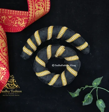 Half & Full Ribbon Stone Bun – Classical Dance Hair Bun | Kuchipudi & Bharatanatyam