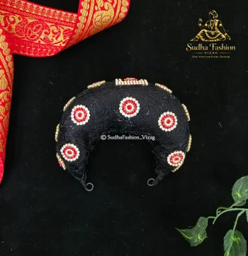 Red & White Stones Bun – Classical Dance Hair Bun | Kuchipudi & Bharatanatyam