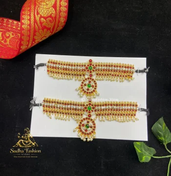 Soundarya Baju Bandh – Kuchipudi & Bharatanatyam Arm Band | Gold Finish with Kundan Stones