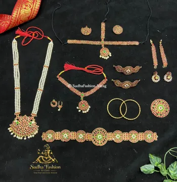 Kundan Dance Jewelry Set – 10 Piece Classical Dance Jewellery for Kuchipudi & Bharatanatyam