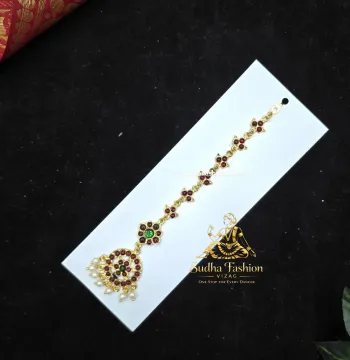 Kemp Special Chain Round Tika – Kuchipudi & Bharatanatyam Dance Tika | Gold Finish with Kemp Stones