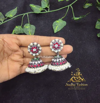 Black Jhumka Small Stud Buttalu – Kuchipudi & Bharatanatyam Dance Earrings | Black Finish